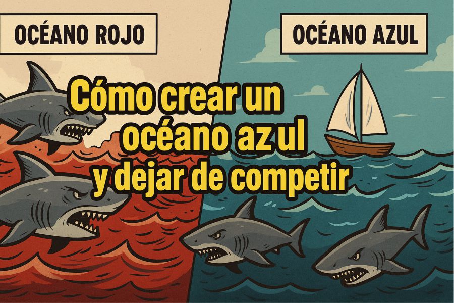 Representación visual de la estrategia del océano azul y la innovación en valor